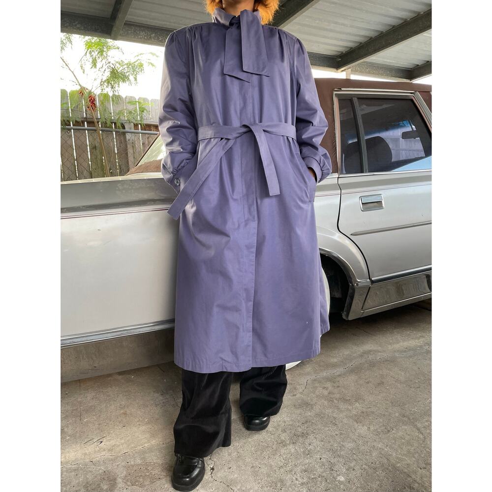 🔥Vintage 80 USA London Fog Bow Tie Neck Fleece Lined Classic Preppy Trench Coat